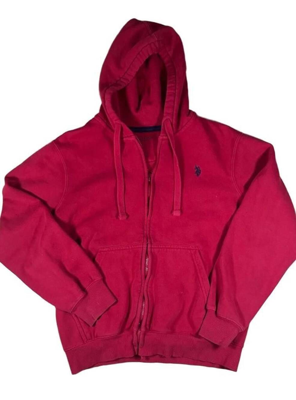 U.S. Polo Assn. Red Full Zip Hoodie Sweatshirt Size M
